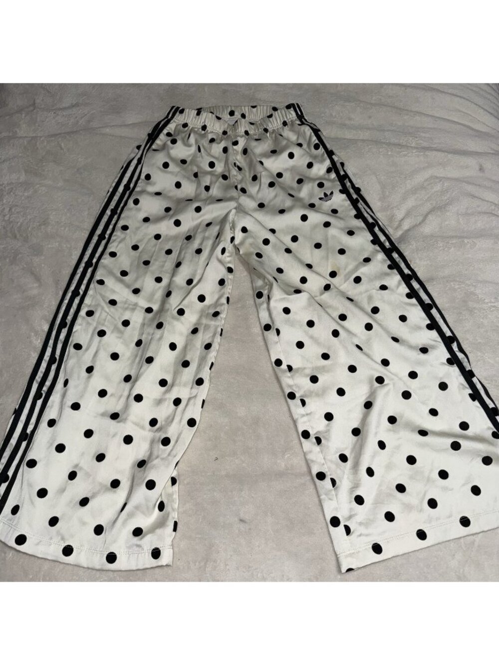 adidas White & Black Polka Dot Wide Leg Pants